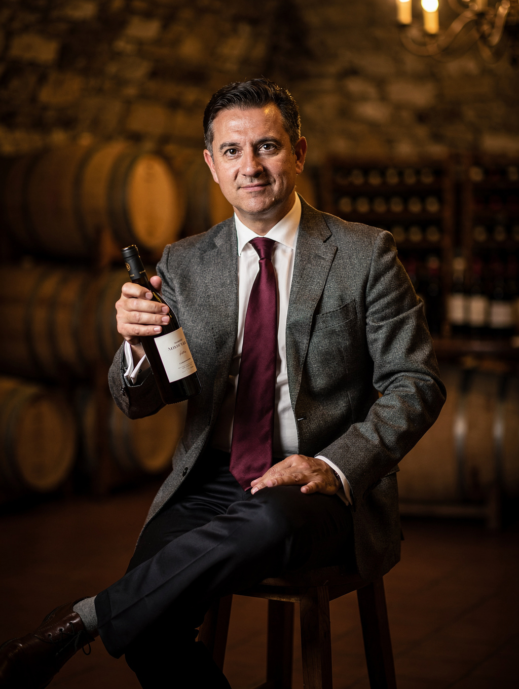 Master Sommelier Marco DeLuca decanting cellar-aged Brunello vintage